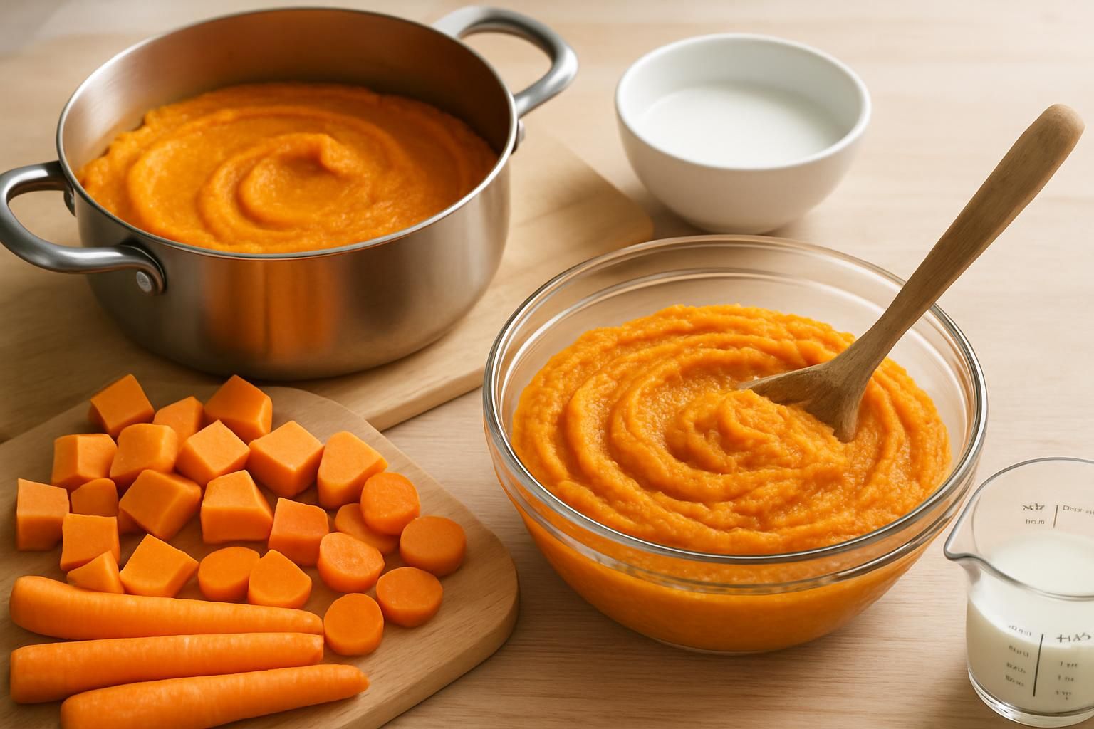 découvrez comment préparer une purée de patate douce et carotte avec des proportions parfaites pour un plat savoureux et équilibré, idéal pour toute la famille.